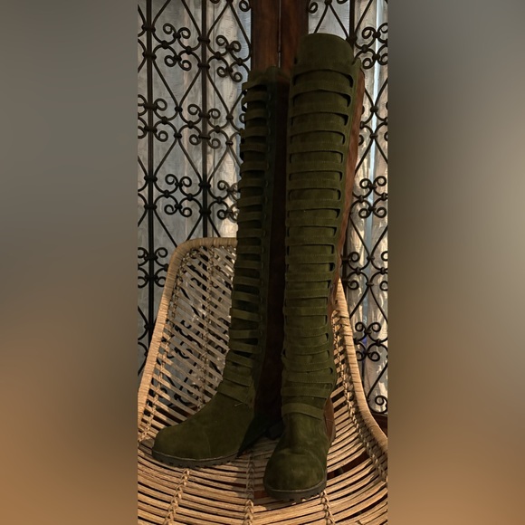 Olive Over the Knee Boots - Picture 1 of 10